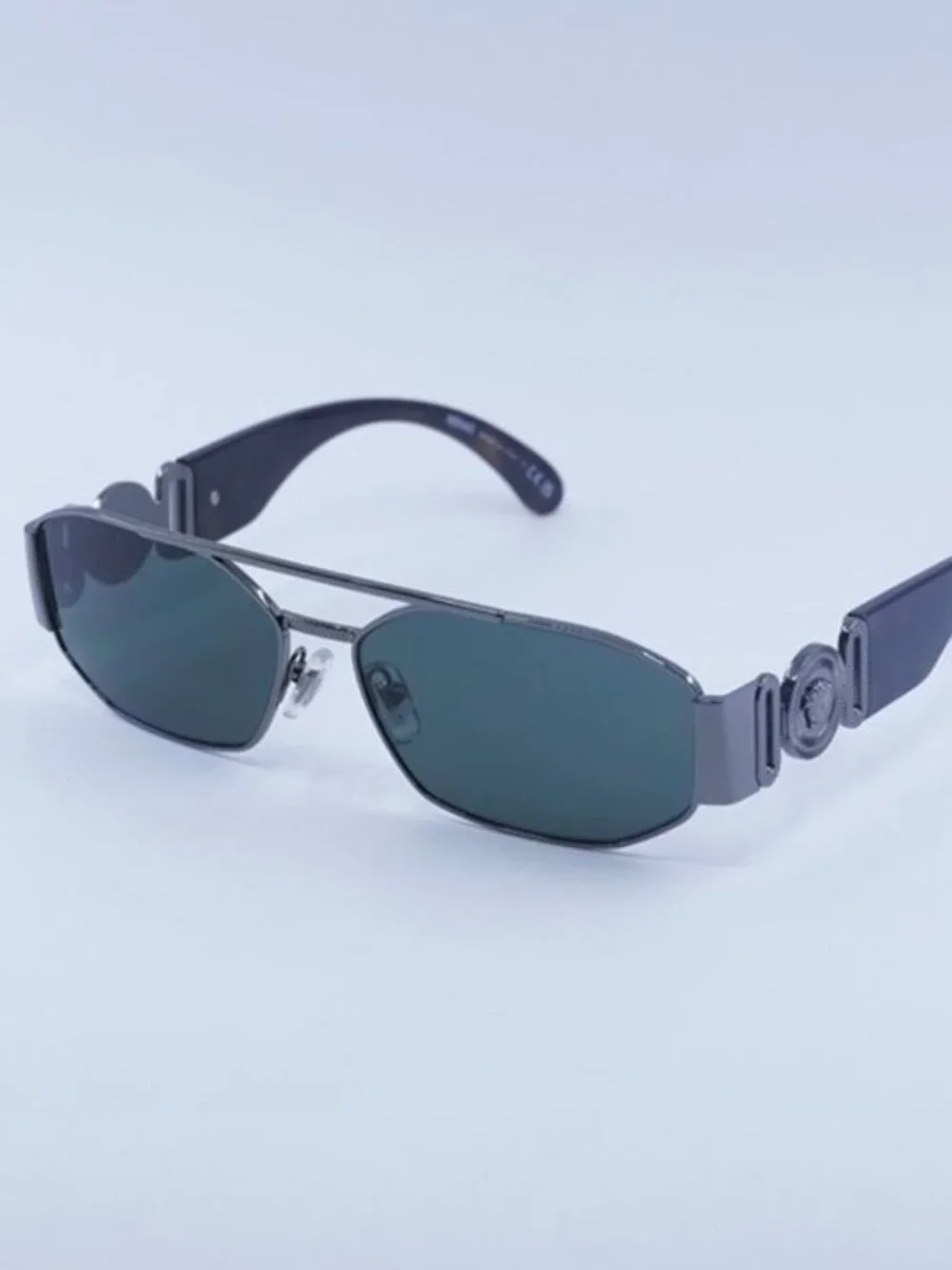 Versace VE2287 100171 Sunglasses Gunmetal Rectangle Frame, Grey Lenses